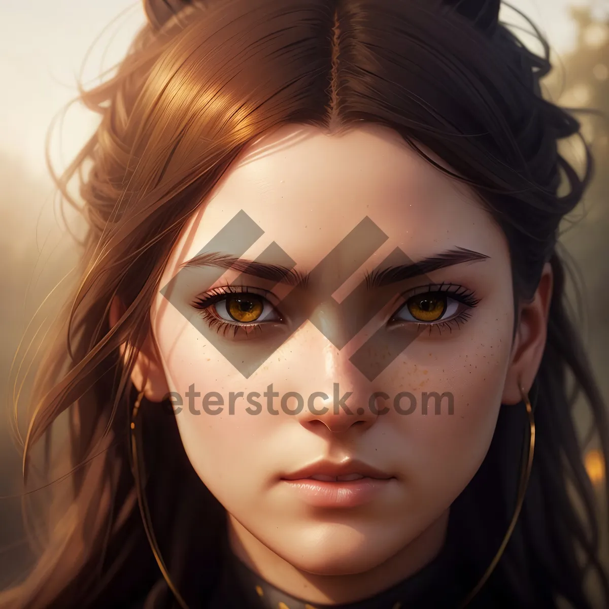 Picture of Smoldering Beauty: Attractive brunette model with captivating eyes and fresh fashion-forward look.