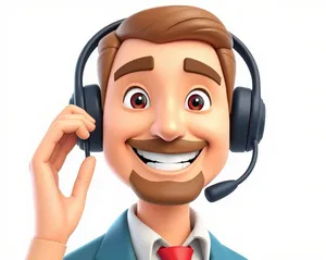 Comic Cartoon Character with Fun Headset Design