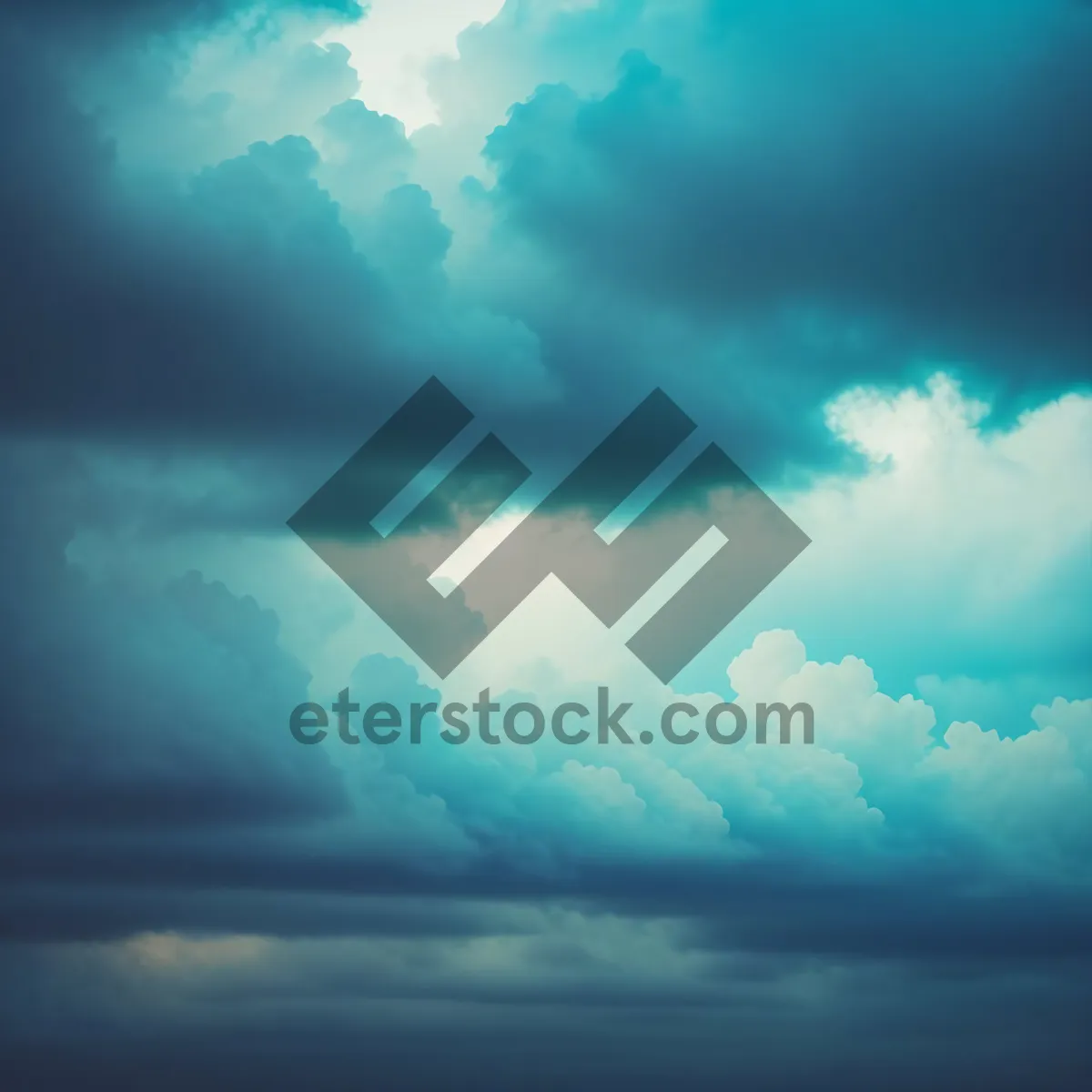Picture of Summer Sky with Fluffy Clouds and Sunlight