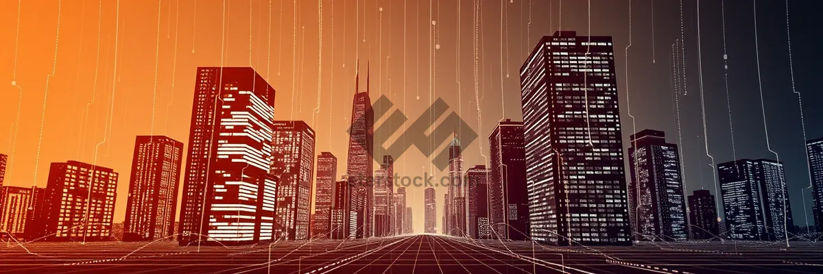 Picture of Modern City Skyline with Tall Skyscrapers and Business Offices