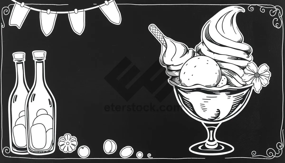 Picture of Black floral design silhouette graphic ornamentation card.