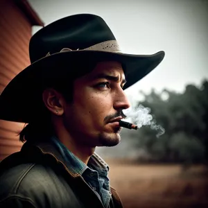 Stylish Cowboy Portrait with Hand on Hat