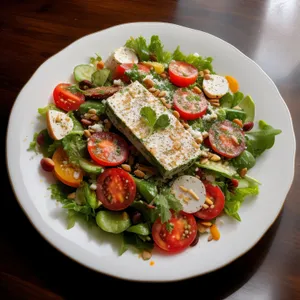 Delicious Gourmet Salad with Fresh Vegetables and Cheese