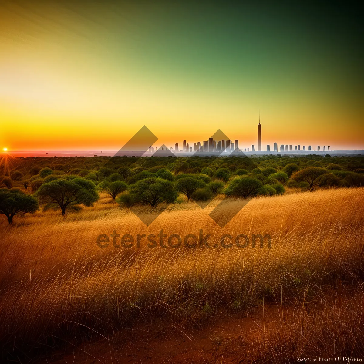 Picture of Serene Sunset over Majestic Rural Landscape