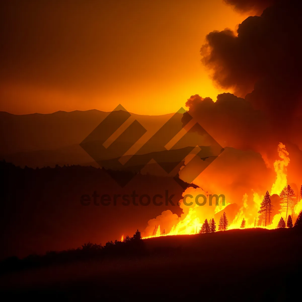 Picture of Fiery Sky at Sunset: Vibrant Celestial Blaze