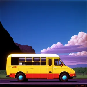 Speedy School Bus on the Highway