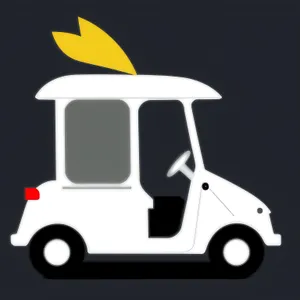 Golfer Cartoon Icon: Shuttlecock-Wielding Player in Car