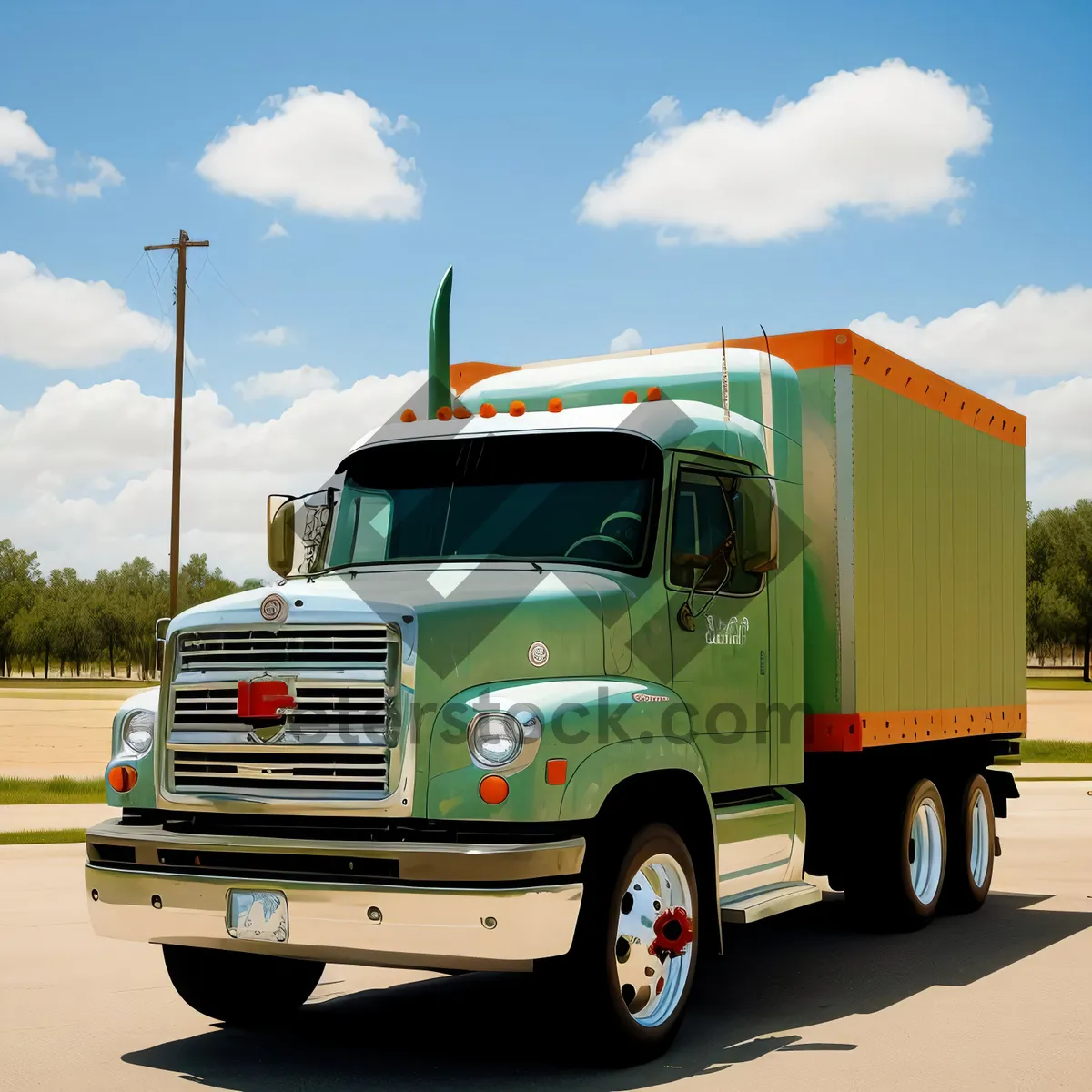 Picture of Fast-moving trailer truck on a busy highway convoy.