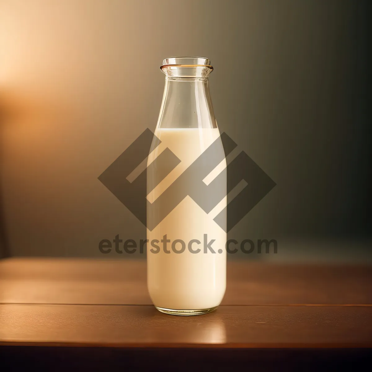 Picture of Refreshing Dairy Drink in Clear Glass Bottle.