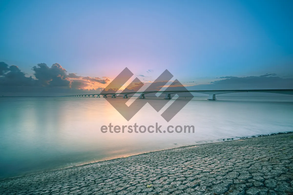 Picture of Tropical Sunset Beach Landscape with Ocean Waves