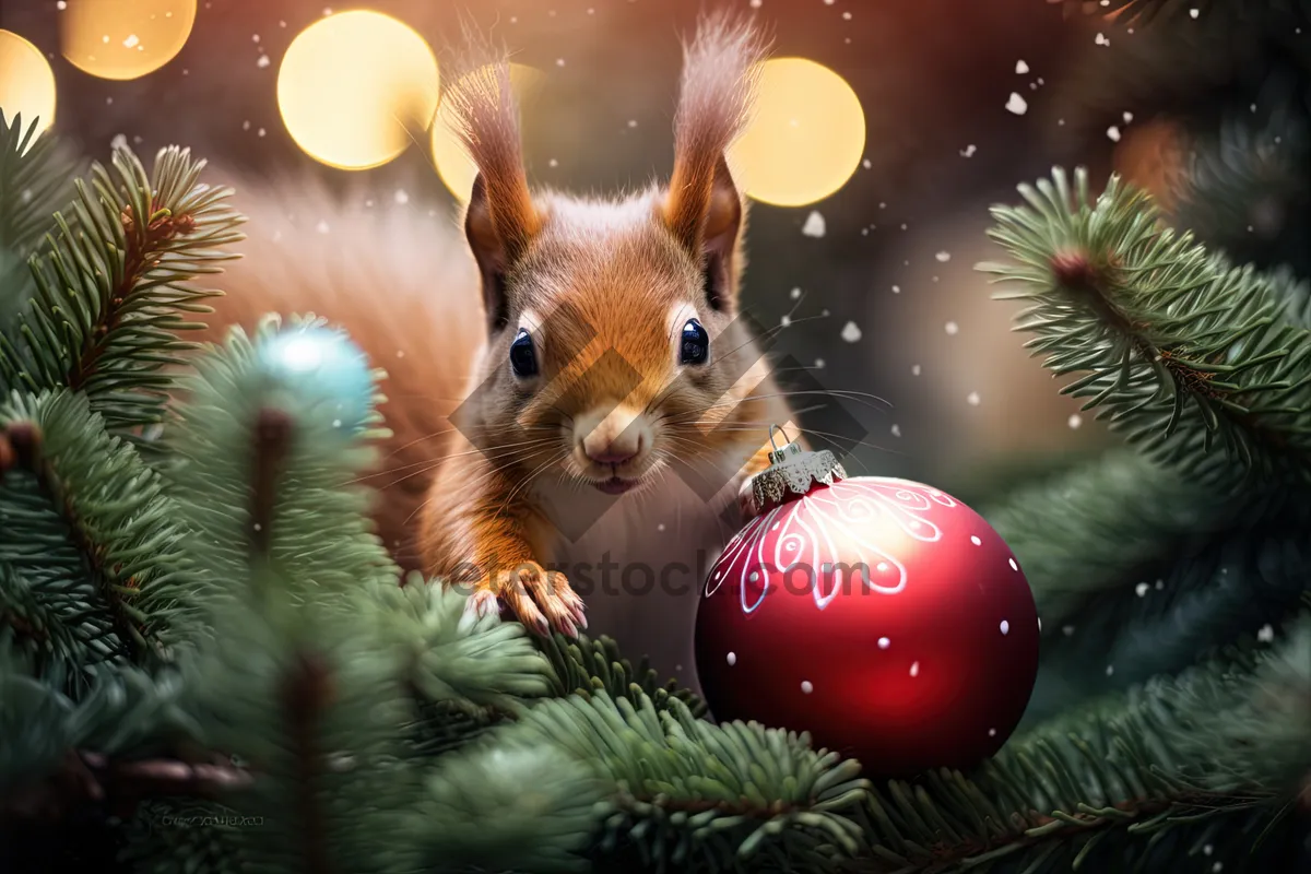 Picture of Fluffy Winter Bunny Decoration - Holiday Celebration Image