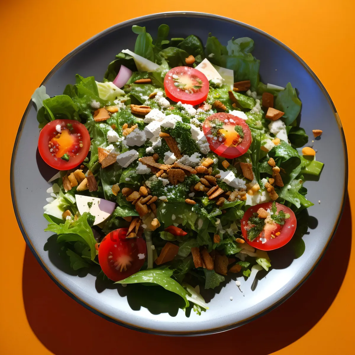 Picture of Delicious Gourmet Plate with Healthy Vegetables and Cheese