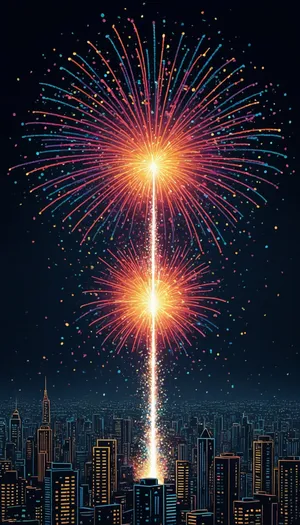 Vibrant Firework Display Lighting Up the Night Sky