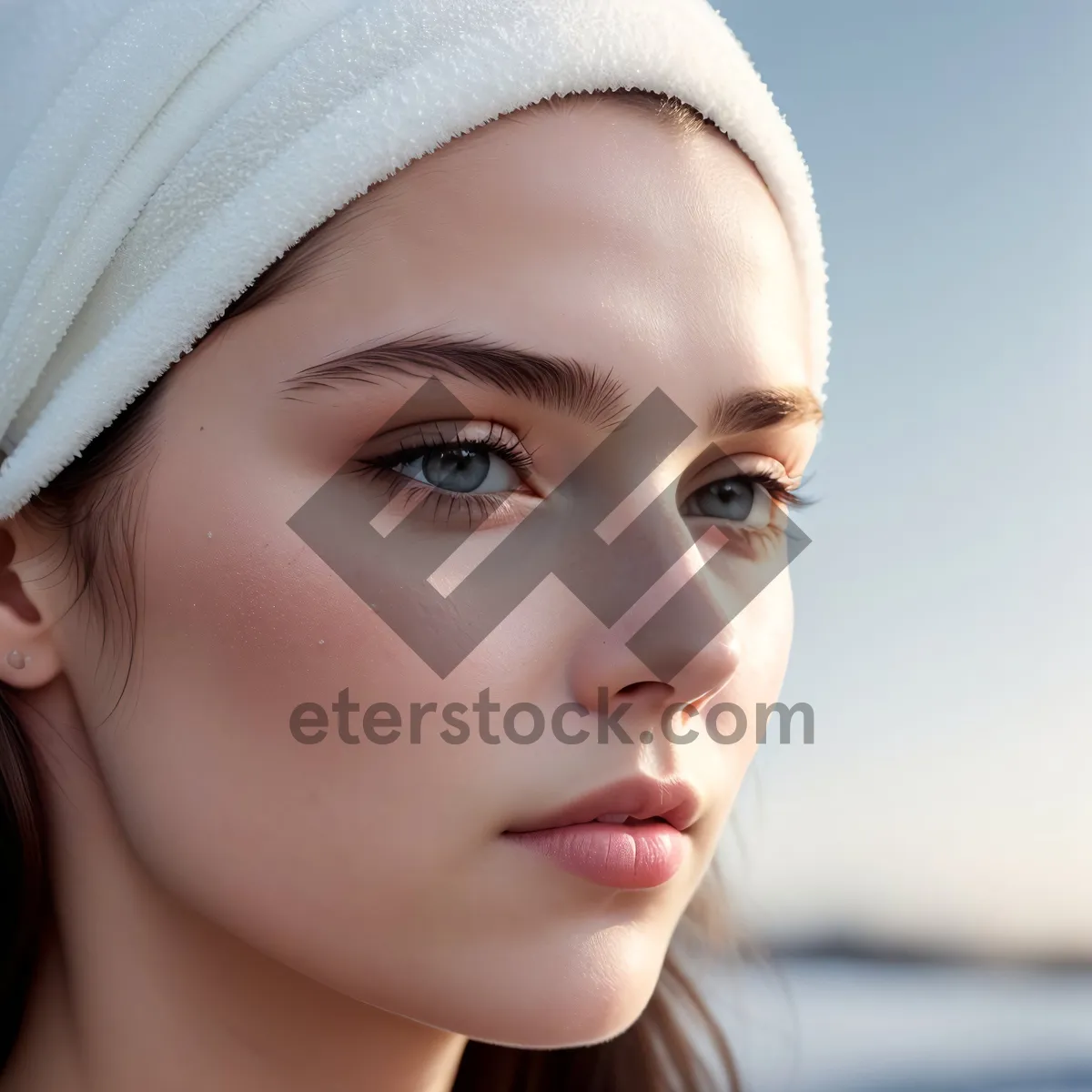 Picture of Smiling child with towel and bathing cap