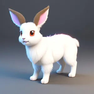 Cute Bunny with Fluffy Ears Sitting for Portrait