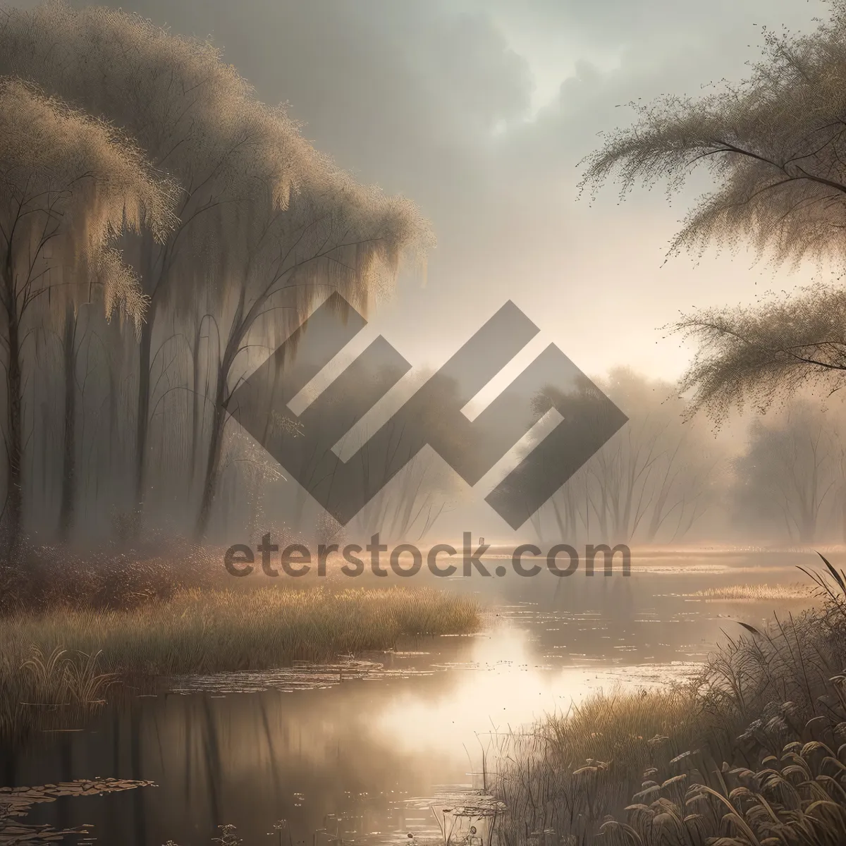 Picture of Serene Lake with Reflecting Trees and Sky