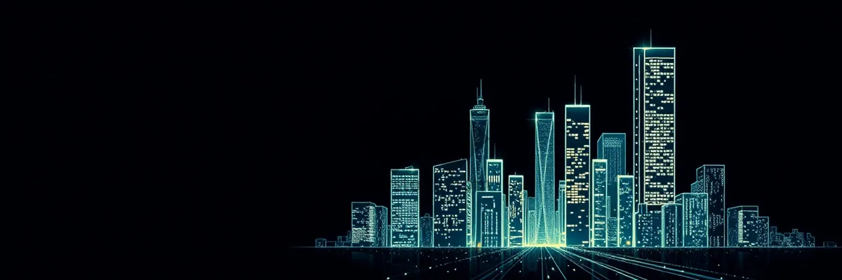 Picture of Modern Business Tower at Night Reflecting on River
