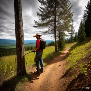 Serene Forest Hiking Amidst Majestic Mountains