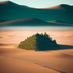 Dramatic Desert Sunset Over Sand Dunes