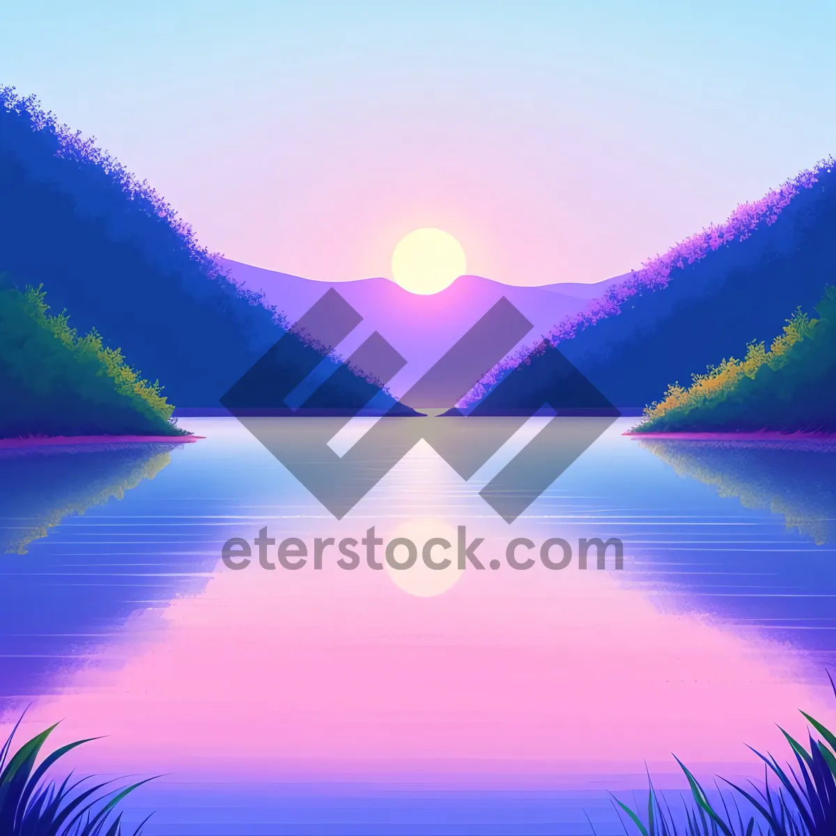 Picture of Colorful Sky at Sunset with Bright Sun and Starry Art Design