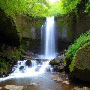 Serene Cascade in Flowing Wilderness