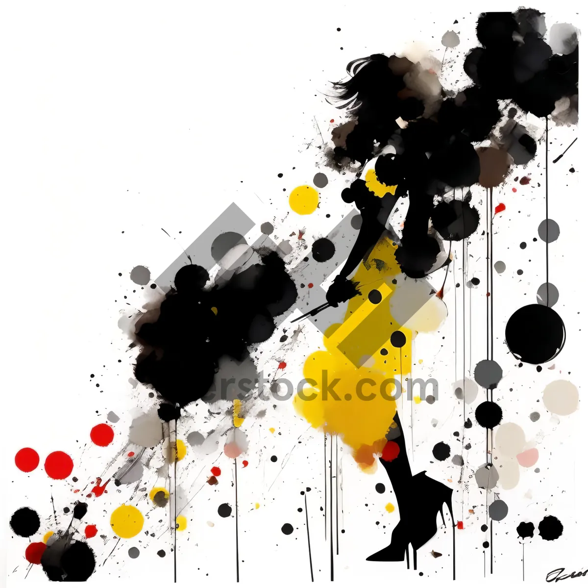 Picture of Abstract Grunge Splash with Silhouette Decoration