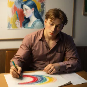 Professional woman smiling at laptop in office workspace