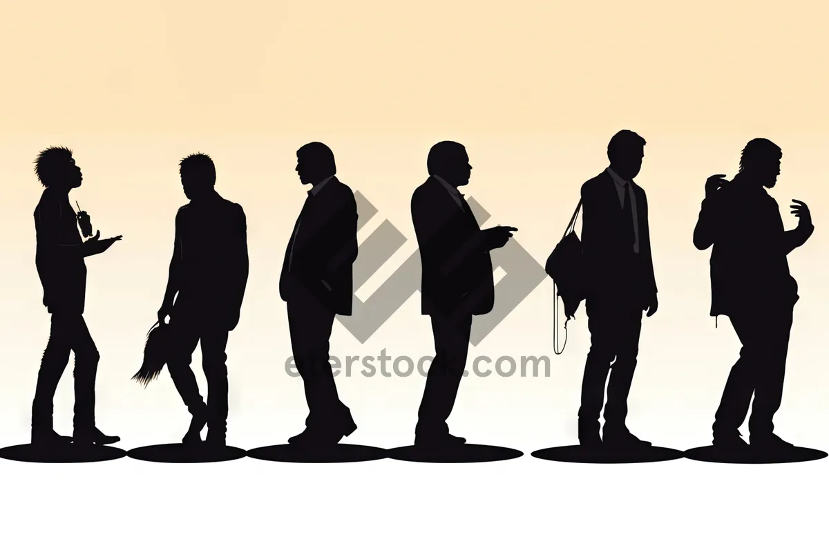 Picture of Businessman silhouette standing with crowd - Group of men