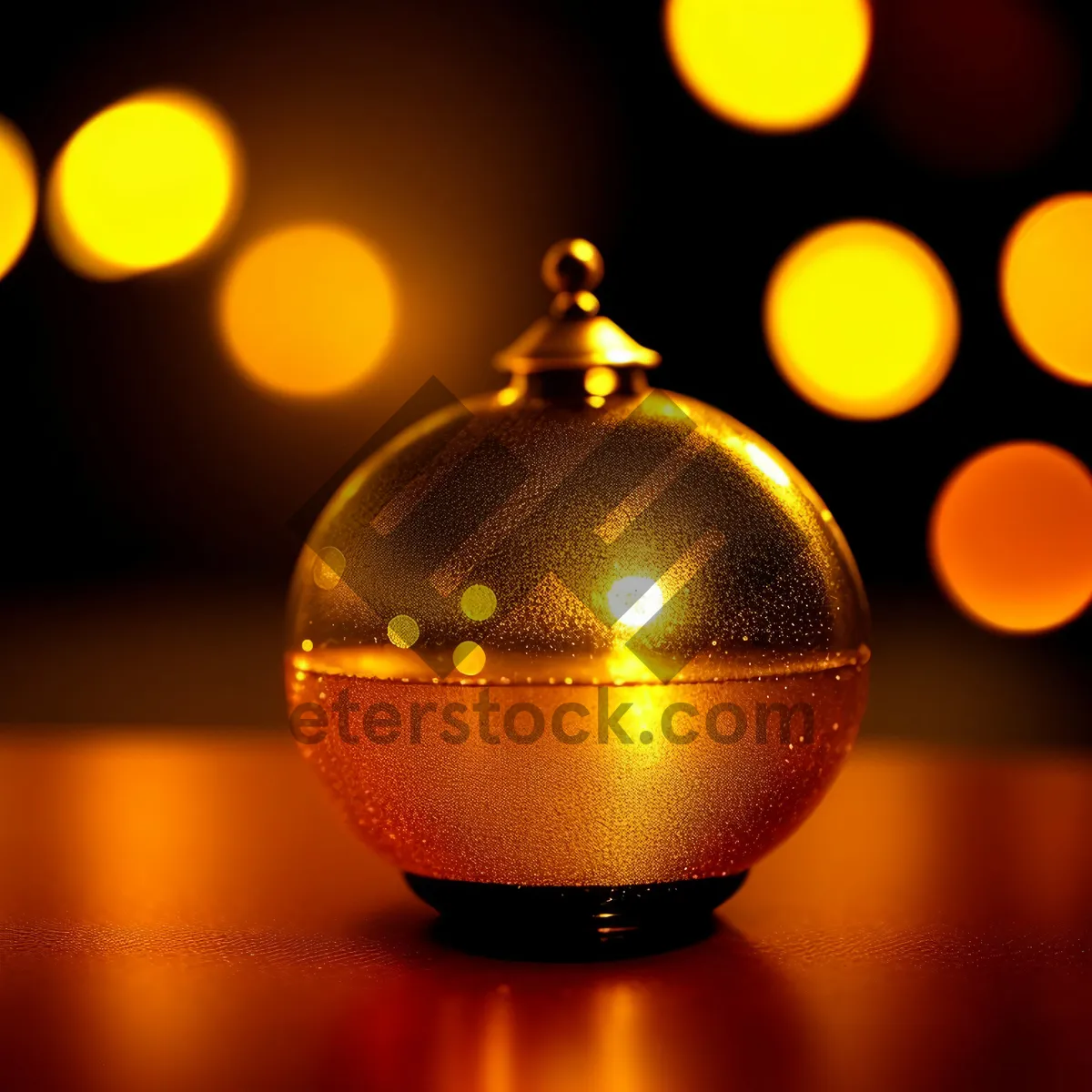 Picture of Golden Starry Winter Greeting Card Decoration