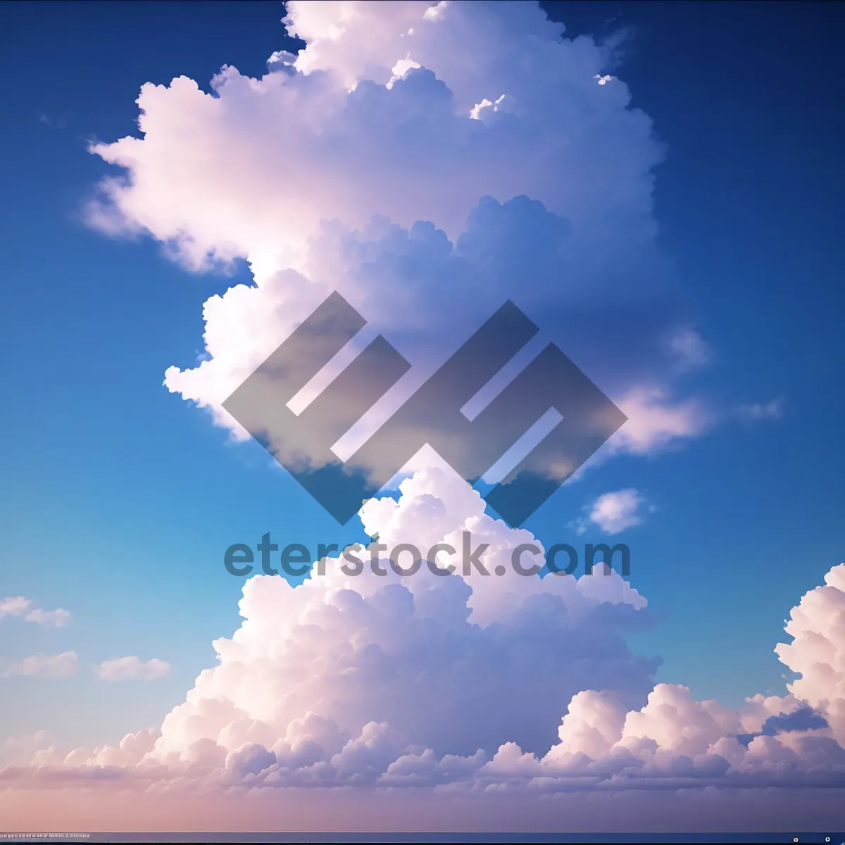 Picture of Vibrant Summer Sky with Fluffy Clouds