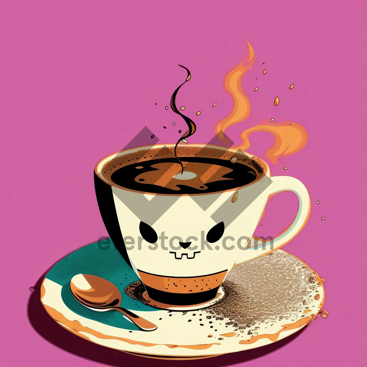 Picture of Hot Breakfast Plate with Coffee and Spoon