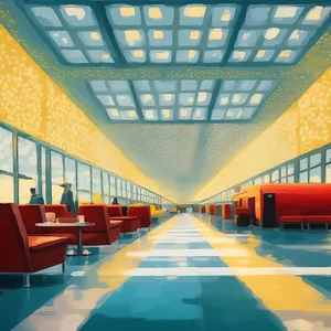 Modern Library Hall in City Building