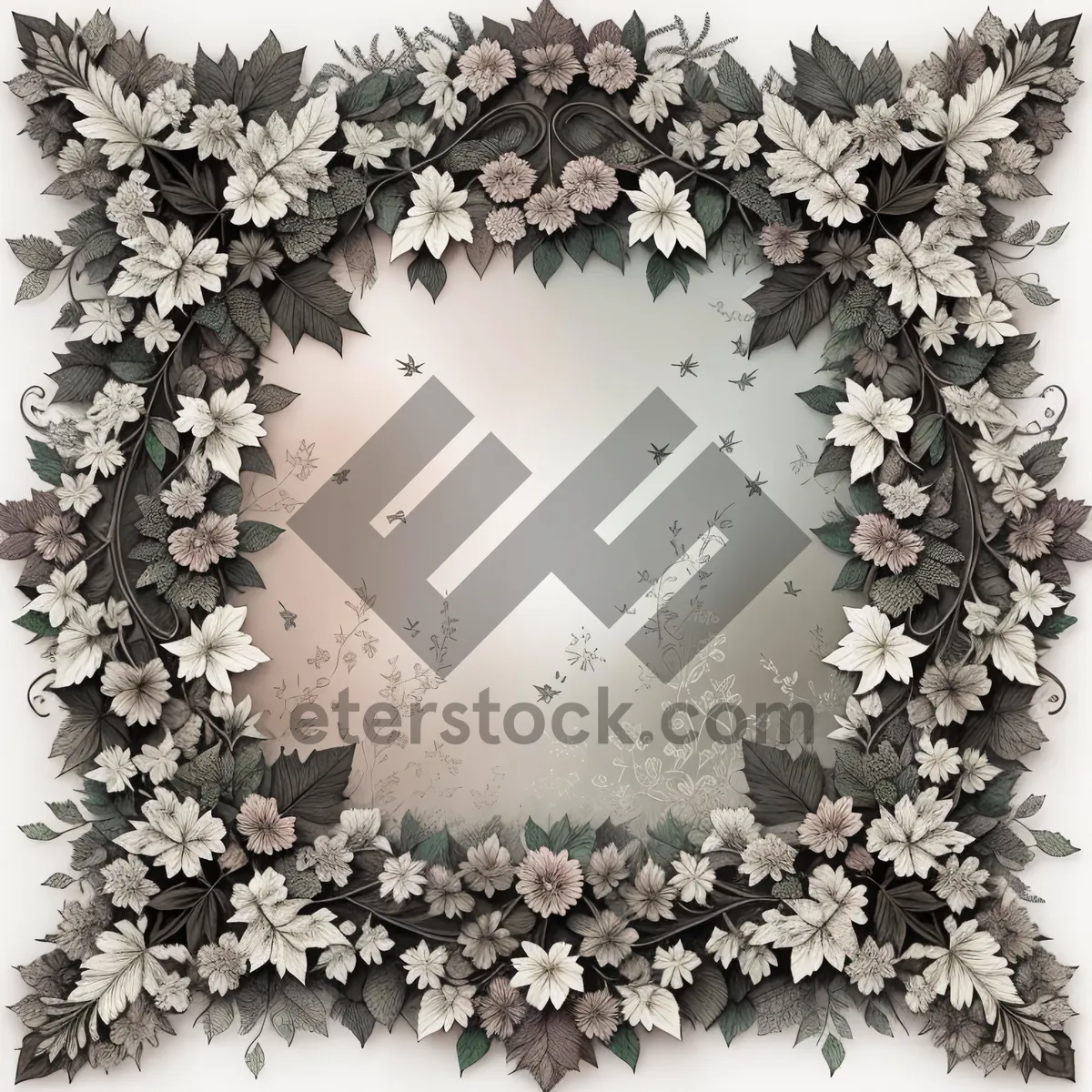 Picture of Festive Holly Frame with Snowflakes and Ornaments