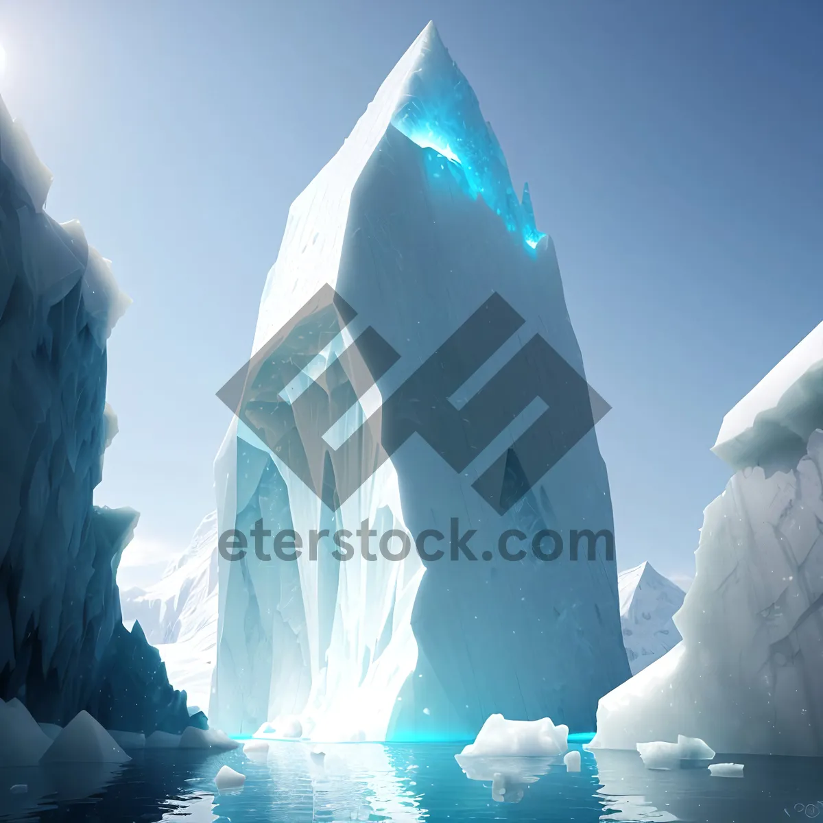 Picture of Frozen Arctic Iceberg Glistening in Sunlight