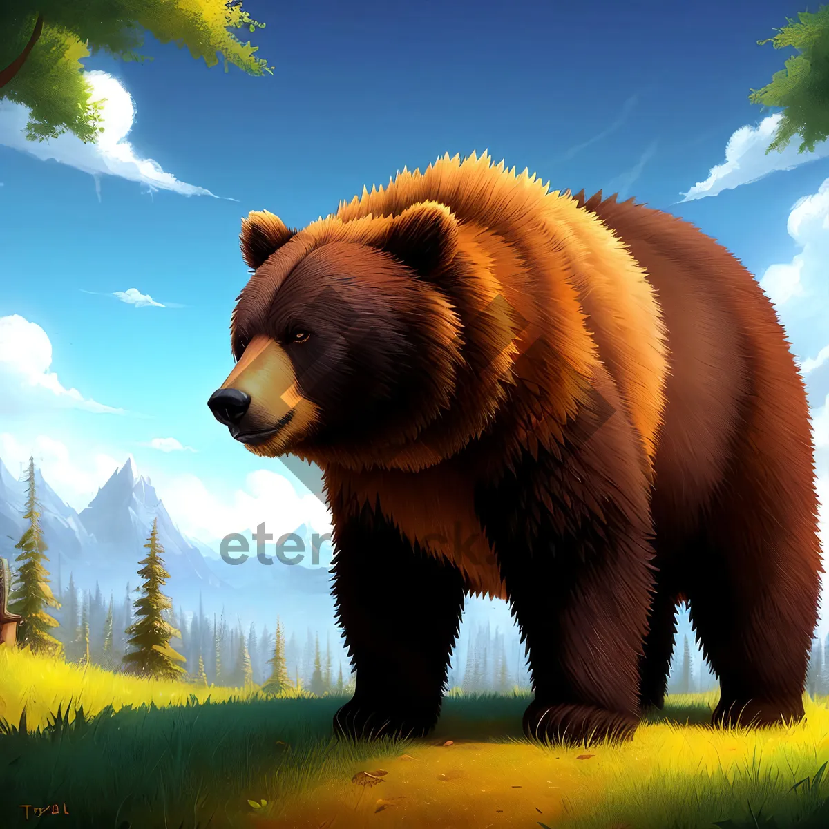 Picture of Adorable Brown Bear in Wildlife Habitat