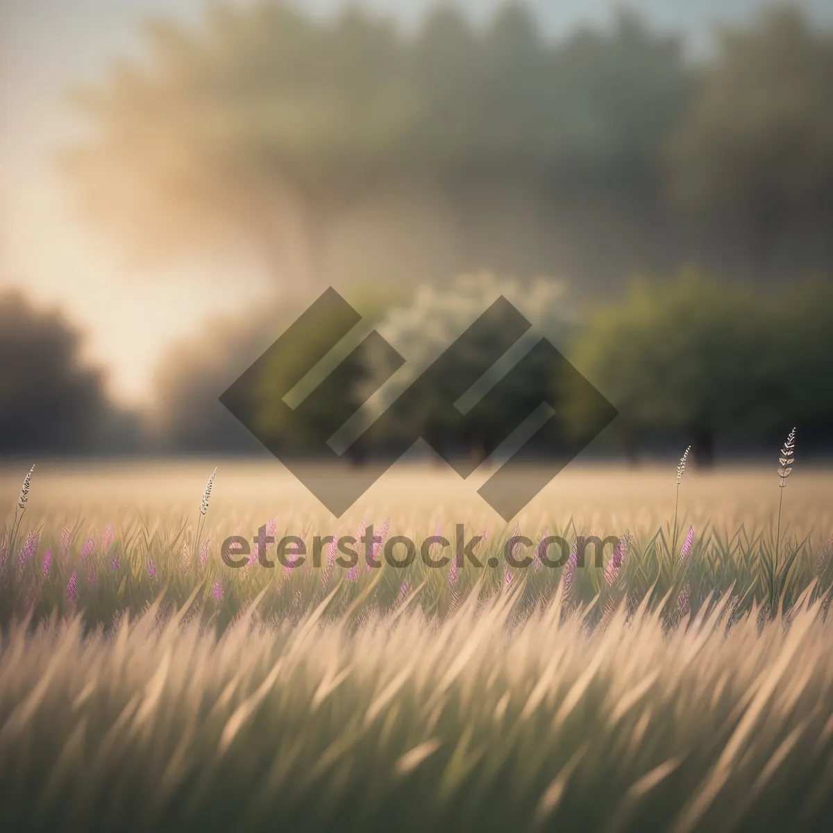 Picture of Sunlit Farm Landscape with Rolling Hills