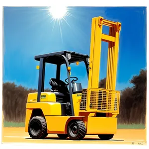 Yellow Heavy Equipment Forklift at Construction Site