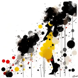 Abstract Grunge Splash with Silhouette Decoration