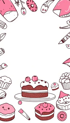 Floral pink cartoon graphic art design element