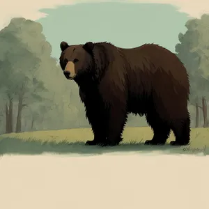 Wild Bear Roaming through Grassy Farm Field