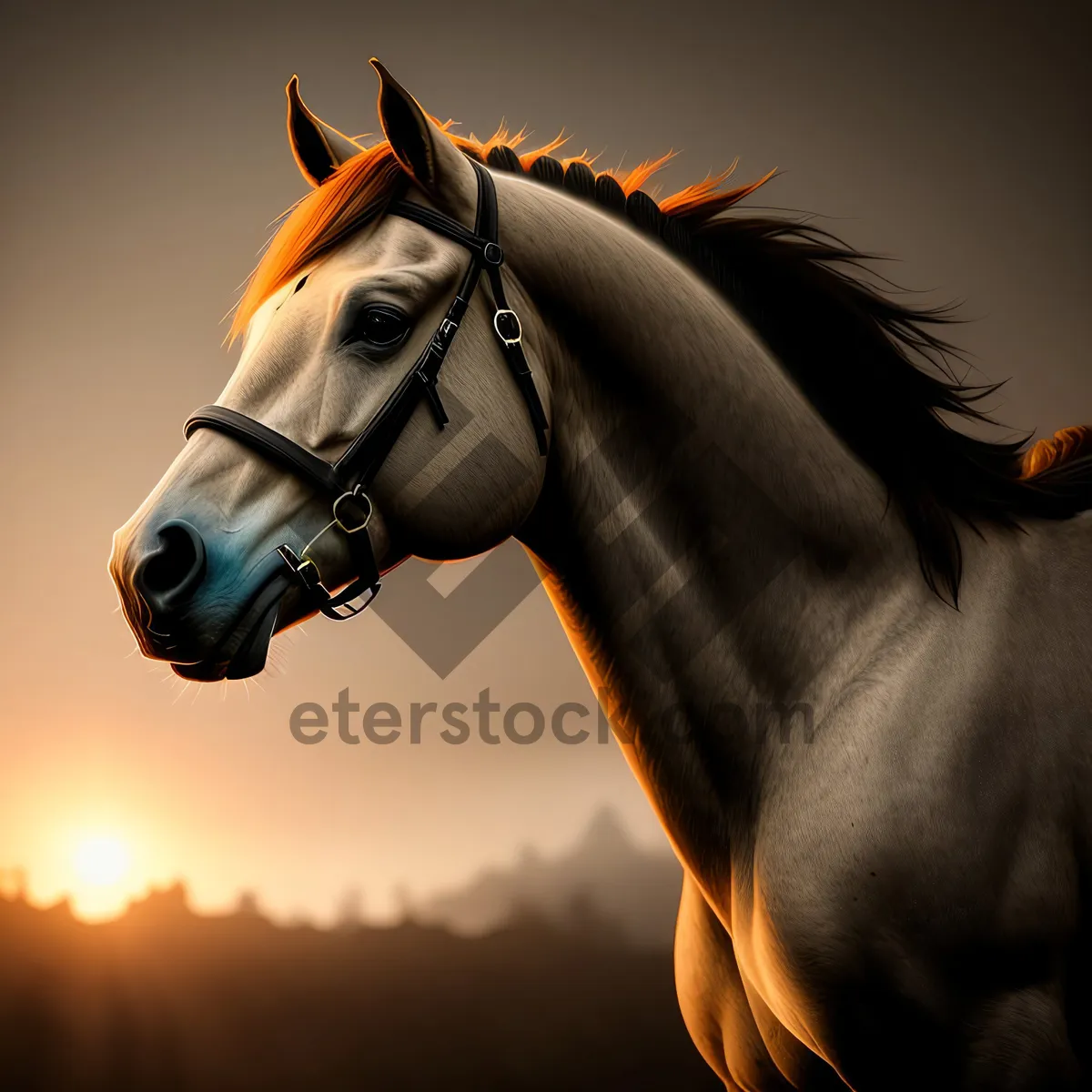 Picture of Thoroughbred Stallion: Majestic Chestnut Racing Horse in Meadow
