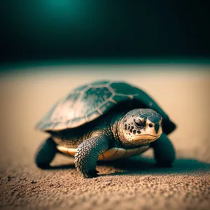 Cute Sea Turtle with Beautiful Shell
