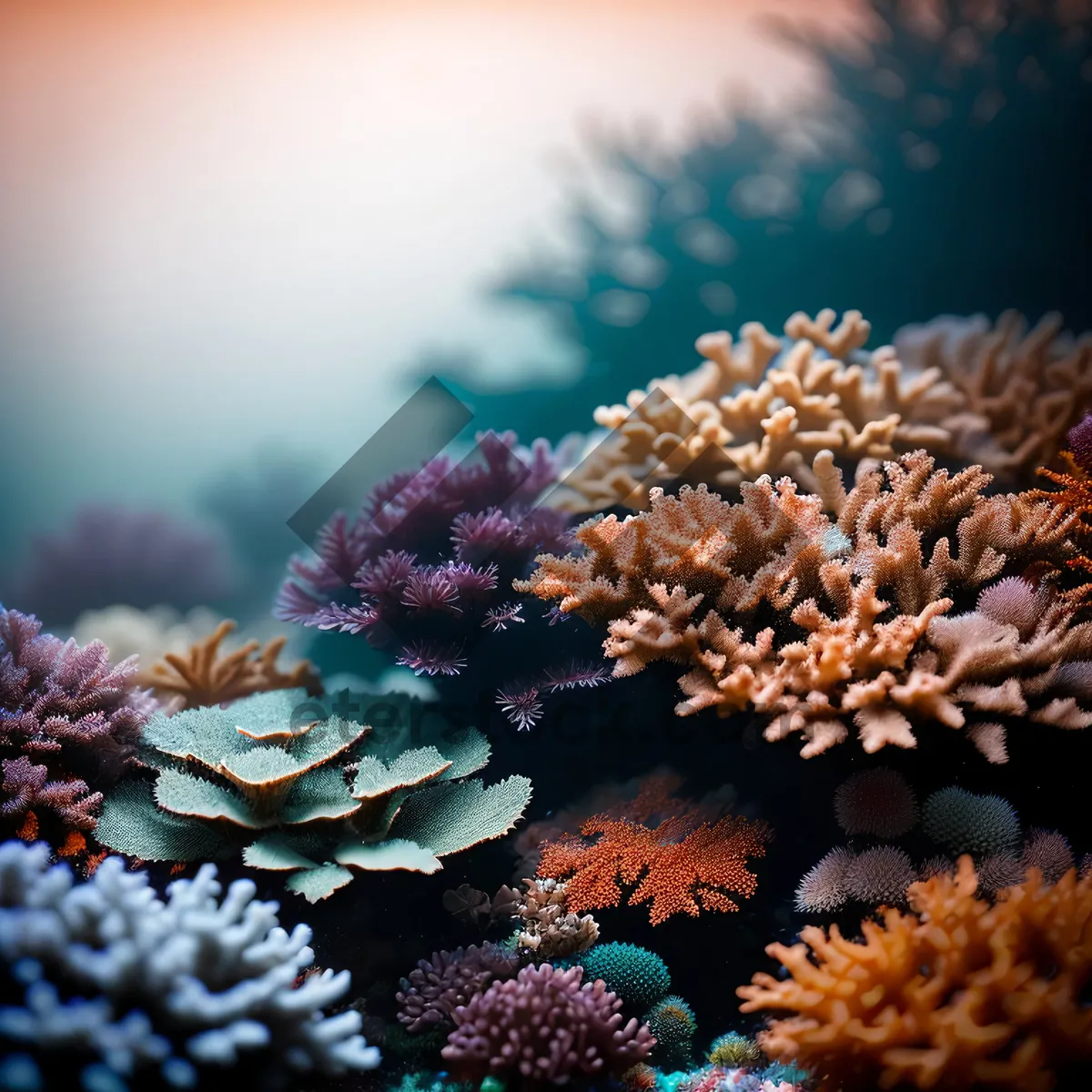 Picture of Colorful Coral Colony in Deep Ocean