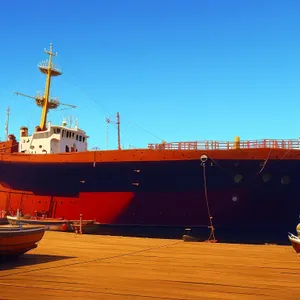 Maritime Freight Ship at Industrial Port