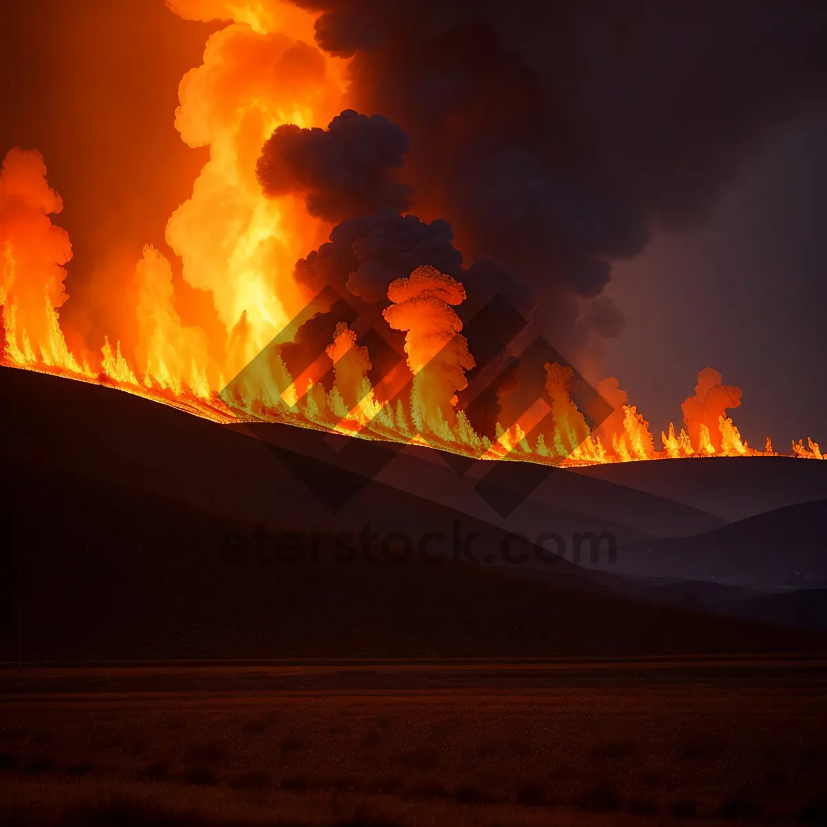 Picture of Blazing Celestial Inferno: Fiery Sunset Embraces the Sky