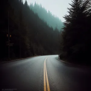 Speeding Through Mountain Pass on Empty Highway