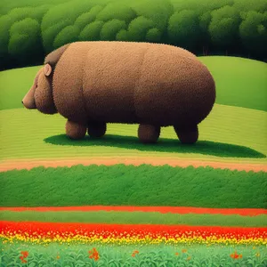 Jigsaw Puzzle Game with Hippopotamus in Grass Field