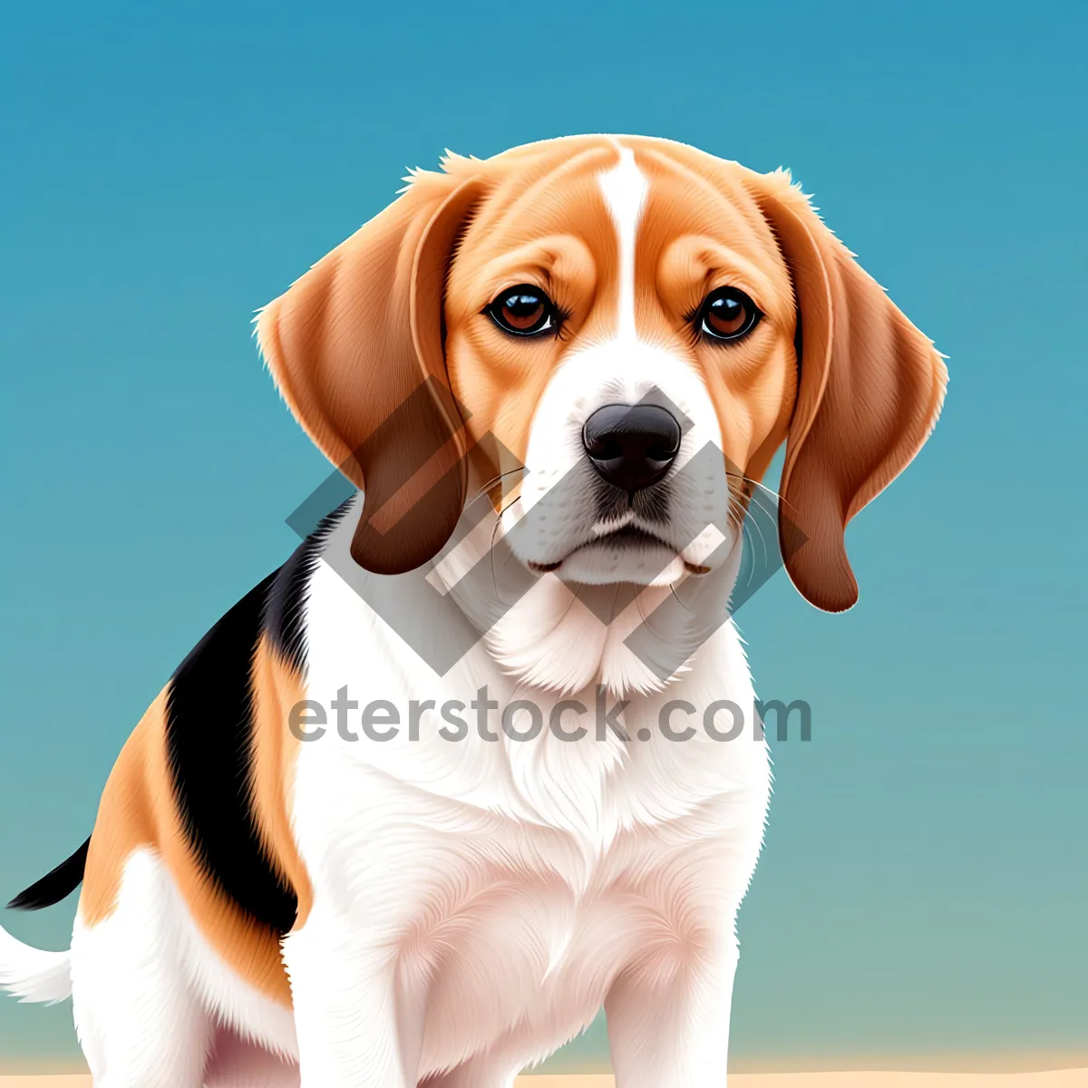 Picture of Adorable purebred beagle puppy with collar