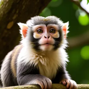 Cute Baby Macaque Monkey in Jungle