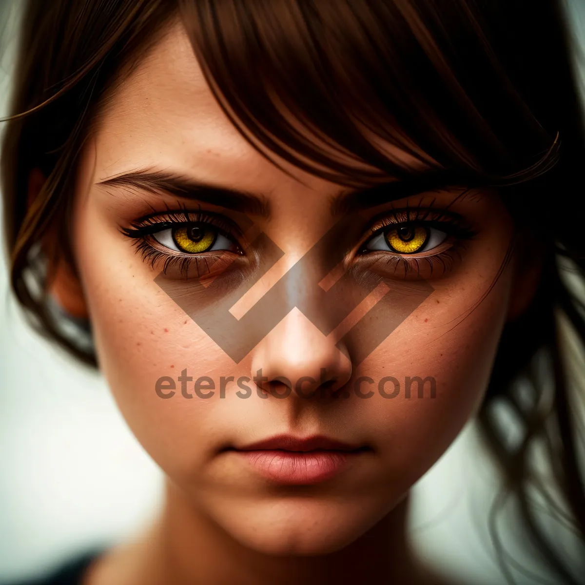 Picture of Beautiful Smiling Brunette Fashion Model with Gorgeous Eyes
